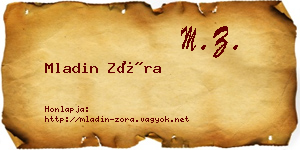 Mladin Zóra névjegykártya